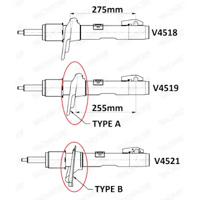 Marca Reconocida Amortiguador MONROE V4521 MONROE V4521